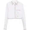 Thom Browne Crop Cotton Poplin Button-up Shirt In White