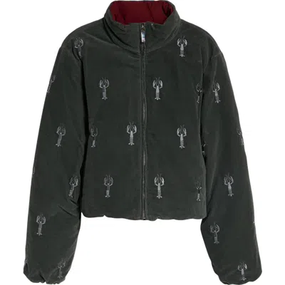 Thom Browne Crop Lobster Stitch Corduroy Reversible Down Jacket In White