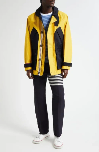 Thom Browne Crop Shawl Collar Field Jacket In Yellow