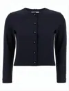 Thom Browne Cropped Black Cardigan With Button Anchor Motifs In Black