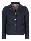 Thom Browne Blazer Cotton Blend Notched Lapel In Blue