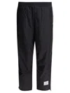 Thom Browne Cropped Blue Trousers With Elastic Waistband In Black