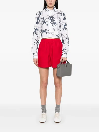 Thom Browne Cropped Button Down Point Collar Blouse Women In White