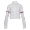 Thom Browne Cropped Button Down Shirt In White