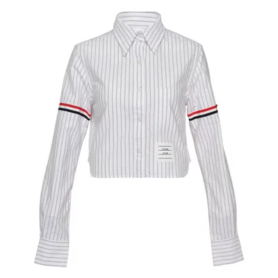 Thom Browne Cropped Button Down Shirt In White