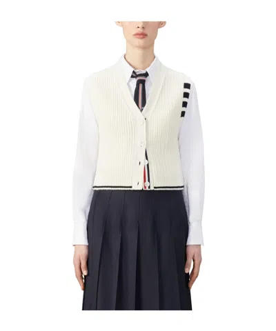 THOM BROWNE CROPPED CABLE-KNIT VEST