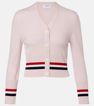 Thom Browne Cropped Cashmere Cardigan In Pink