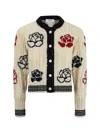 Thom Browne Off-white Donegal Cable & Rose Cropped Cardigan