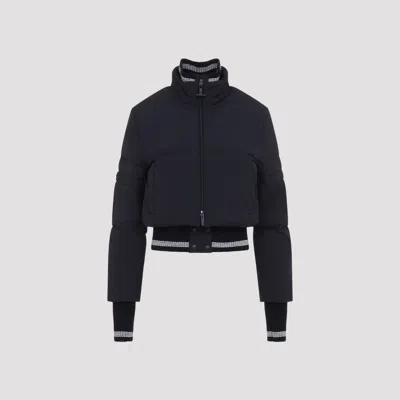Thom Browne Cropped Down-filled Zip-front Jacket With Feather Detail In Blue