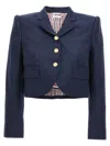 Thom Browne Cropped Flannel Jacket Blazer And Suits Blue