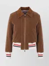Thom Browne Cropped Flight Jacket Corduroy Texture In Brown
