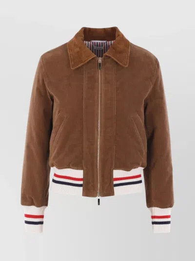 THOM BROWNE CROPPED FLIGHT JACKET CORDUROY TEXTURE