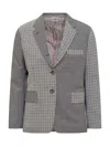 Thom Browne Mix-print Single-breasted Blazer In Grey