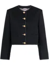 Thom Browne Rwb-detail Wool Cropped Jacket In Blue