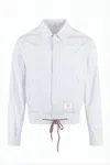 Thom Browne Cropped Lightweight Jacket With Vertical Pinstripe Pattern In White