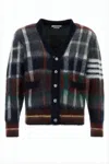 Thom Browne Cropped Mohair Cardigan With Bold Plaid Pattern In Multi