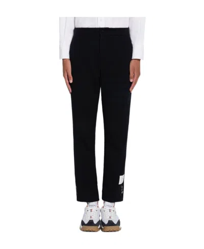 Thom Browne Cropped Pinstripe Trousers In Black