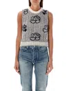 THOM BROWNE CROPPED ROSE INTARSIA KNIT