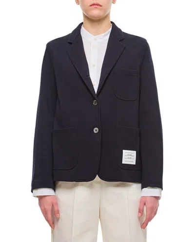 Thom Browne Cropped Sack Wool Jacket In Blue