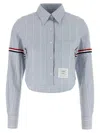 Thom Browne Cropped Shirt Shirt And Blouse Blue In Blue