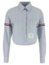 Thom Browne Cropped Shirt Shirt And Blouse Blue In Blue