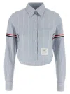 Thom Browne Cropped Shirt Shirt And Blouse Blue In Gray