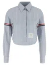 Thom Browne Cropped Shirt Shirt And Blouse Blue In Blue