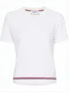 Thom Browne Cropped Short-sleeved T-shirt With Signature Trim In White