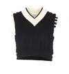 Thom Browne Cropped V Neck Pullover Vest In Navy