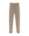 Thom Browne Beige Cropped Wool-flannel Pants For Women In Nude