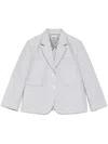 Thom Browne Striped Cropped Blazer In Silver