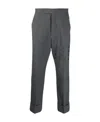 Thom Browne Cropped Stripe-print Wool Trousers In Black
