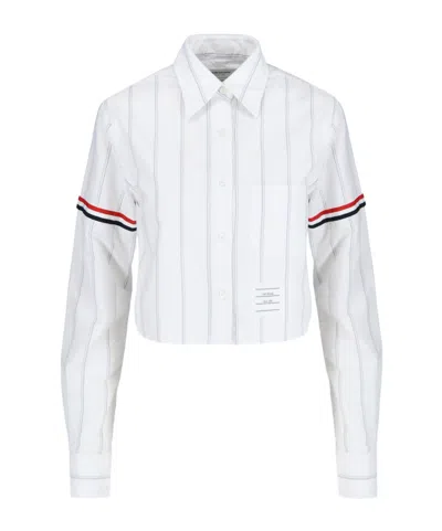 THOM BROWNE THOM BROWNE STRIPED CROPPED SHIRT