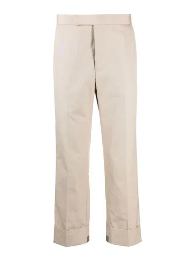 Thom Browne Tailored Cropped Twill Trousers In Beige