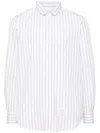 Thom Browne Straight Fit Mini Round Collar Shirt In White