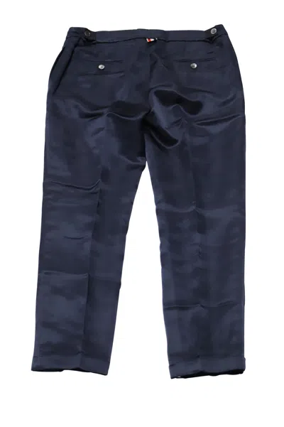 Thom Browne Cropped Trousers In Navy Blue Viscose