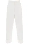 Thom Browne Cropped Wide Leg Jeans In White