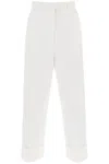 Thom Browne Pressed-crease Tapered Trousers In White