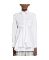 Thom Browne Cross-strap Belted Waist Shirt In White