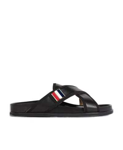Thom Browne Cross-strap Flat Sandals In Black