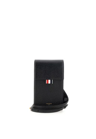 Thom Browne Crossbody Fold Holder Leather Bag In Black
