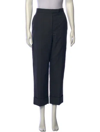 Pre-owned Thom Browne Cuffed Hem Backstrap Straight Leg Pants In Gray
