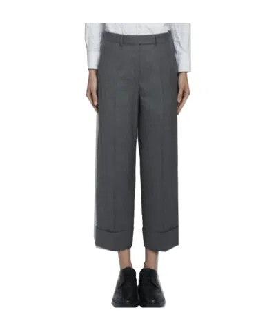 Thom Browne Cuffed-hem Cropped Trousers In Black