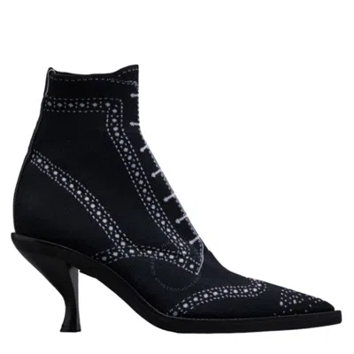 Thom Browne Leather-trimmed Printed Knitted Sock Boots In Black