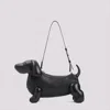 Thom Browne Dachshund-shaped Black Calf Leather Tote Bag In White