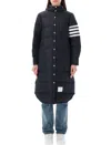 Thom Browne Navy Blue Feather Down 4-bar Coat In Dark Blue