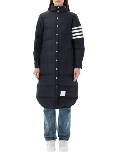 THOM BROWNE DARK BLUE LONG PADDED JACKET