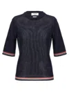 Thom Browne Pointelle Sweater In Dark Blue