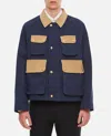 Thom Browne Thom Brown Contrasted Corduroy Cropped Coat In Dark Blue