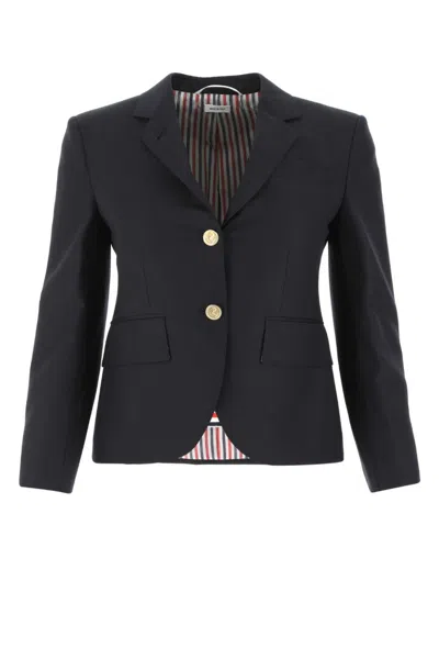 THOM BROWNE DARK BLUE SINGLE BREASTED BLAZER